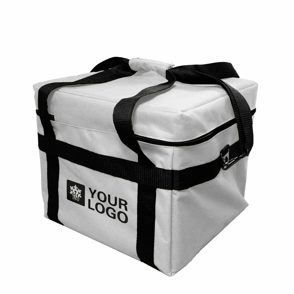 Белая брендированная сумка для термоконтейнера на заказ